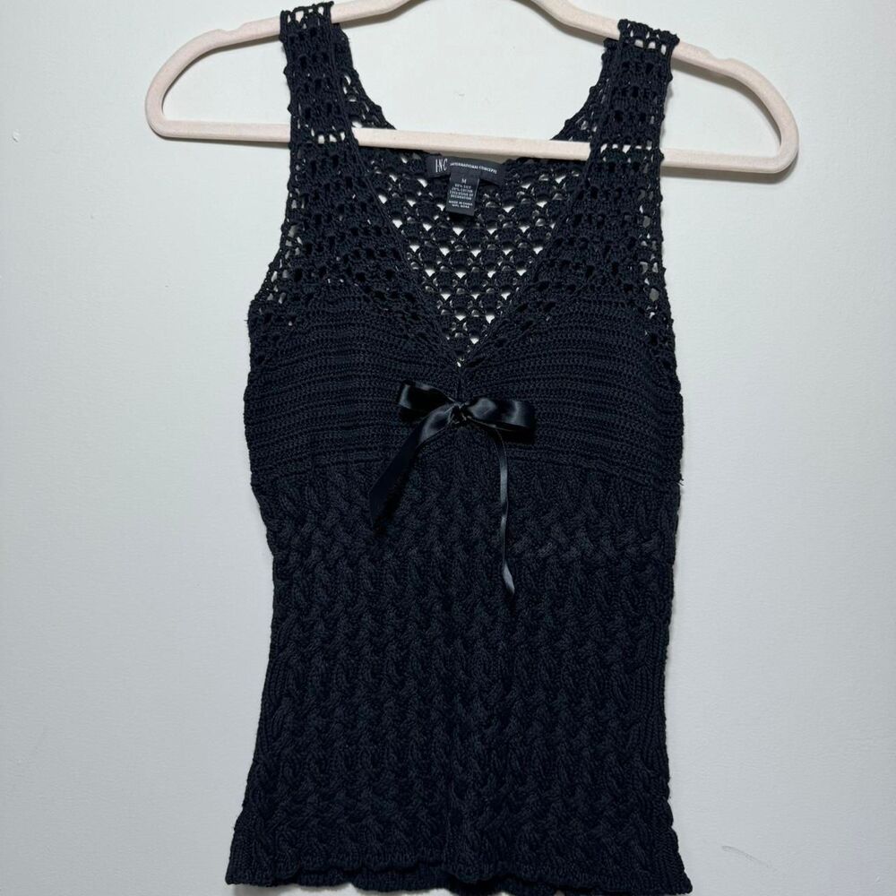 INC Women's Medium Black Silk Woven Tank Top